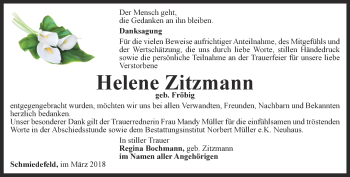 Traueranzeige von Helene Zitzmann von Ostthüringer Zeitung