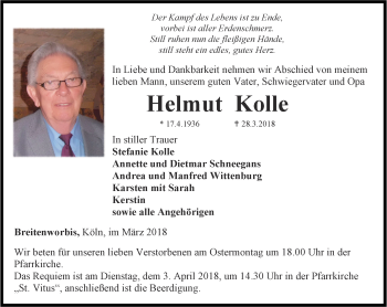 Traueranzeige von Helmut Kolle von Thüringer Allgemeine