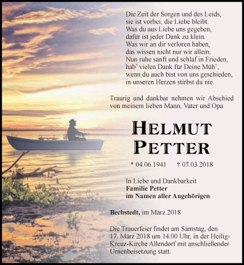 Traueranzeige von Helmut Petter von Ostthüringer Zeitung