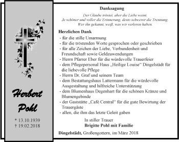 Traueranzeige von Herbert Pohl von Thüringer Allgemeine