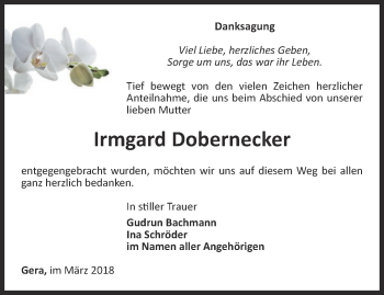 Traueranzeige von Irmgard Dobernecker von Ostthüringer Zeitung