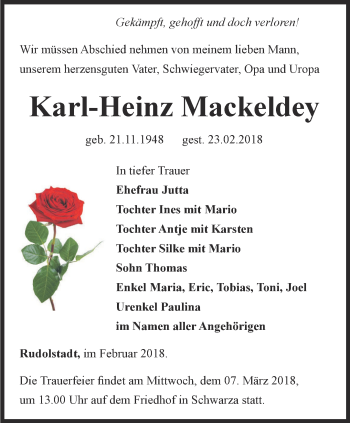 Traueranzeige von Karl-Heinz Mackeldey