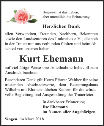 Traueranzeige von Kurt Ehemann von Thüringer Allgemeine