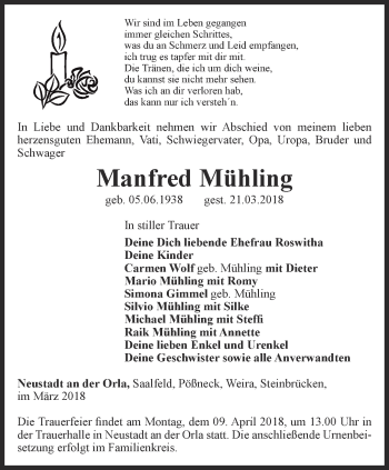 Traueranzeige von Manfred Mühling