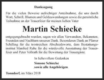 Traueranzeige von Martin Schiecke von Thüringer Allgemeine, Thüringische Landeszeitung