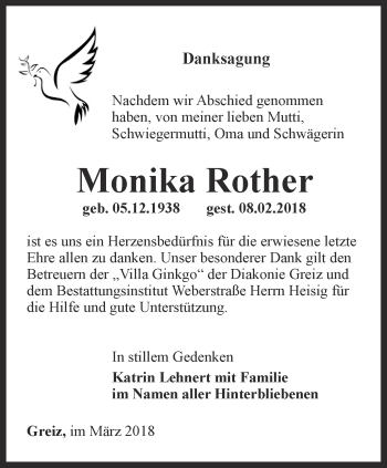 Traueranzeige von Monika Rother
