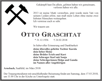 Traueranzeige von Otto Graschtat