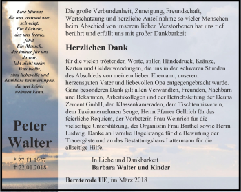 Traueranzeige von Peter Walter von Thüringer Allgemeine