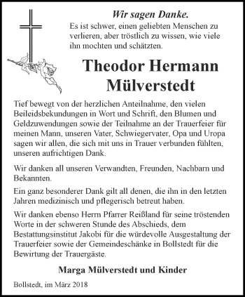 Traueranzeige von Theodor Hermann Mülverstedt von Thüringer Allgemeine, Thüringische Landeszeitung