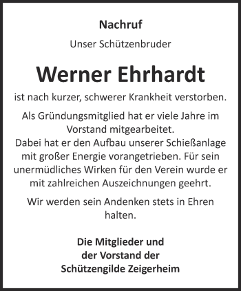 Traueranzeige von Werner Ehrhardt