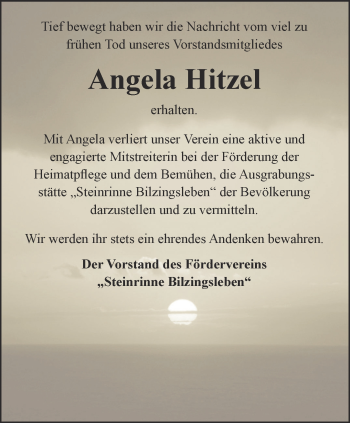 Traueranzeige von Angela Hitzel von Thüringer Allgemeine