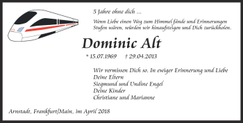 Traueranzeige von Dominic Alt von Thüringer Allgemeine
