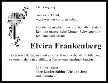 Traueranzeige von Elvira Frankenberg von Thüringer Allgemeine