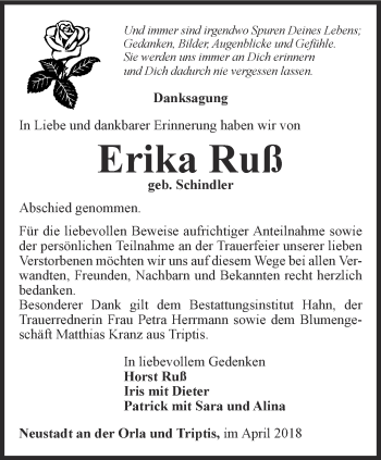 Traueranzeige von Erika Ruß