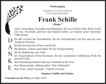 Traueranzeige von Frank Schille