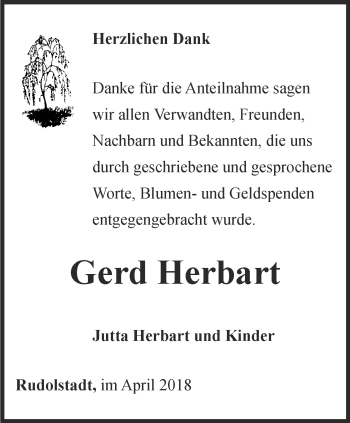 Traueranzeige von Gerd Herbart