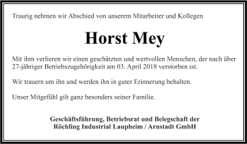 Traueranzeige von Horst Mey von Thüringer Allgemeine