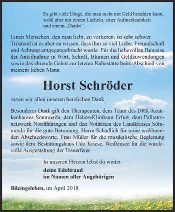 Traueranzeige von Horst Schröder von Thüringer Allgemeine