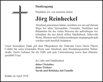 Traueranzeige von Jörg Reinheckel