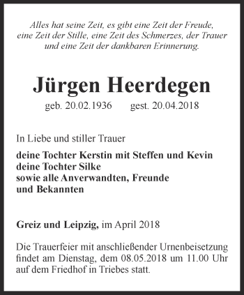 Traueranzeige von Jürgen Heerdegen