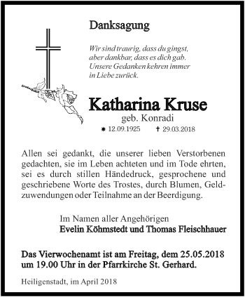 Traueranzeige von Katharina Kruse von Thüringer Allgemeine