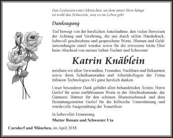 Traueranzeige von Katrin Knäblein von Ostthüringer Zeitung