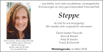 Traueranzeige von Steppe  von Thüringer Allgemeine