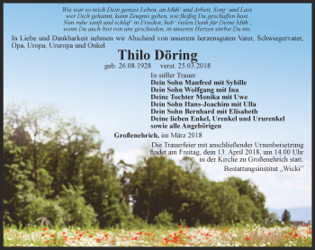 Traueranzeige von Thilo Döring von Thüringer Allgemeine