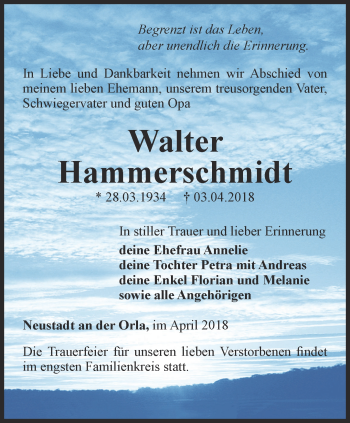 Traueranzeige von Walter Hammerschmidt