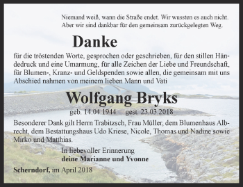 Traueranzeige von Wolfgang Bryks von Thüringer Allgemeine