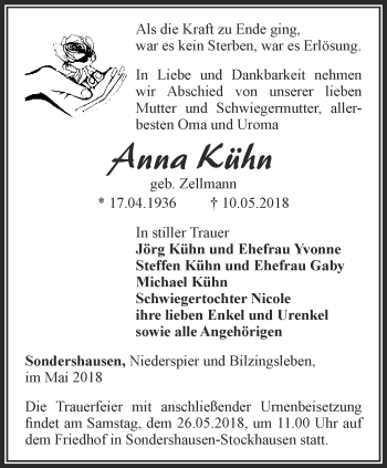 Traueranzeige von Anna Kühn von Thüringer Allgemeine