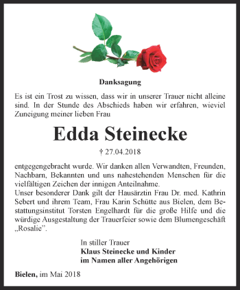 Traueranzeige von Edda Steinecke von Thüringer Allgemeine