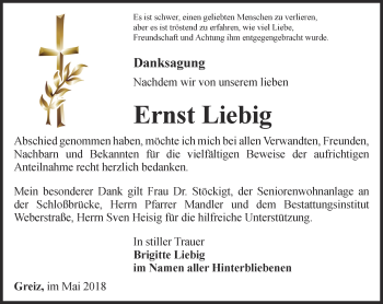 Traueranzeige von Ernst Liebig