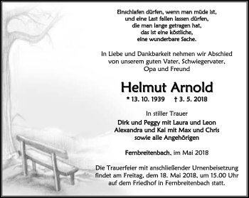 Traueranzeige von Helmut Arnold von Thüringer Allgemeine, Thüringische Landeszeitung