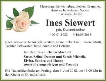 Traueranzeige von Ines Siewert von Thüringer Allgemeine, Thüringische Landeszeitung