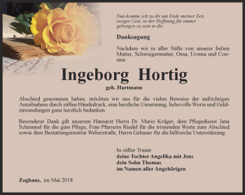 Traueranzeige von Ingeborg Hortig