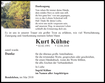 Traueranzeige von Kurt Kühne von Thüringer Allgemeine