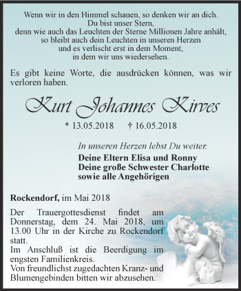 Traueranzeige von Kurt Johannes Kirves von Ostthüringer Zeitung