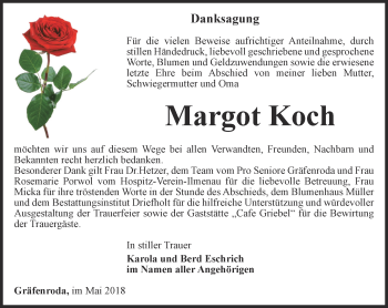 Traueranzeige von Margot Koch von Thüringer Allgemeine