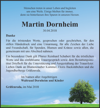 Traueranzeige von Martin Dornheim von Thüringer Allgemeine