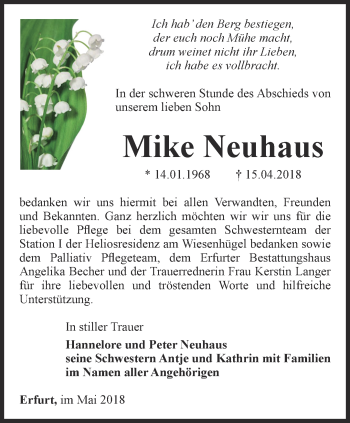 Traueranzeige von Mike Neuhaus von Thüringer Allgemeine, Thüringische Landeszeitung