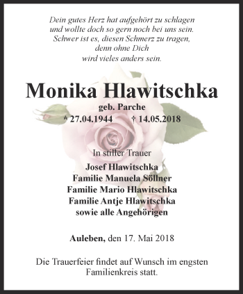 Traueranzeige von Monika Hlawitschka von Thüringer Allgemeine