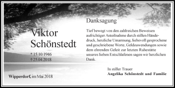 Traueranzeige von Viktor Schönstedt von Thüringer Allgemeine