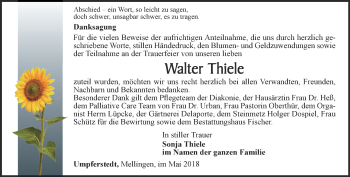 Traueranzeige von Walter Thiele von Thüringer Allgemeine, Thüringische Landeszeitung