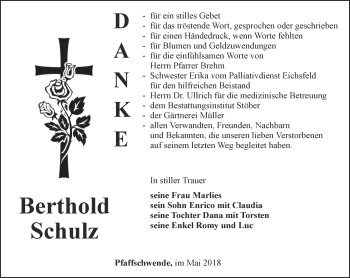 Traueranzeige von Berthold Schulz von Thüringer Allgemeine