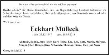 Traueranzeige von Eckhart Mülleck