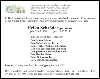 Traueranzeige von Erika Schröder