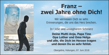 Traueranzeige von Franz  von Thüringer Allgemeine
