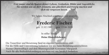 Traueranzeige von Frederic Fischer von Ostthüringer Zeitung