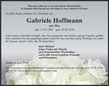 Traueranzeige von Gabriele Hoffmann